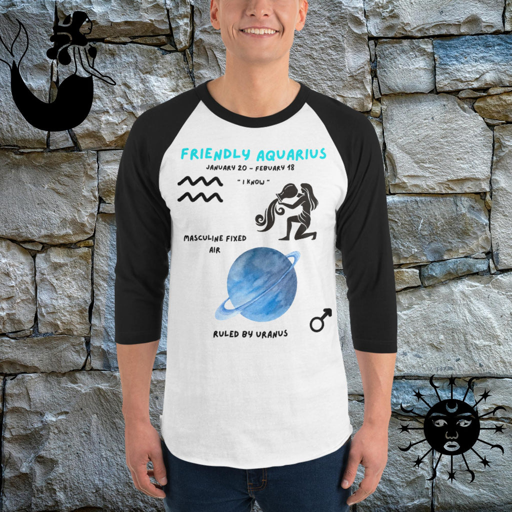 Aquarius Unisex Shirt — Zodiac Raglan Tee - Stellar Minds Apparel