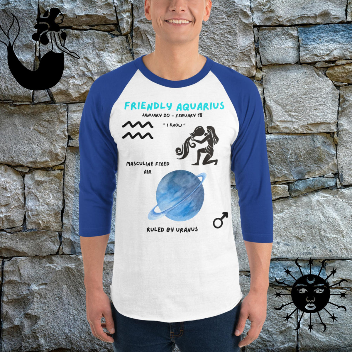 Aquarius Unisex Shirt — Zodiac Raglan Tee - Stellar Minds Apparel