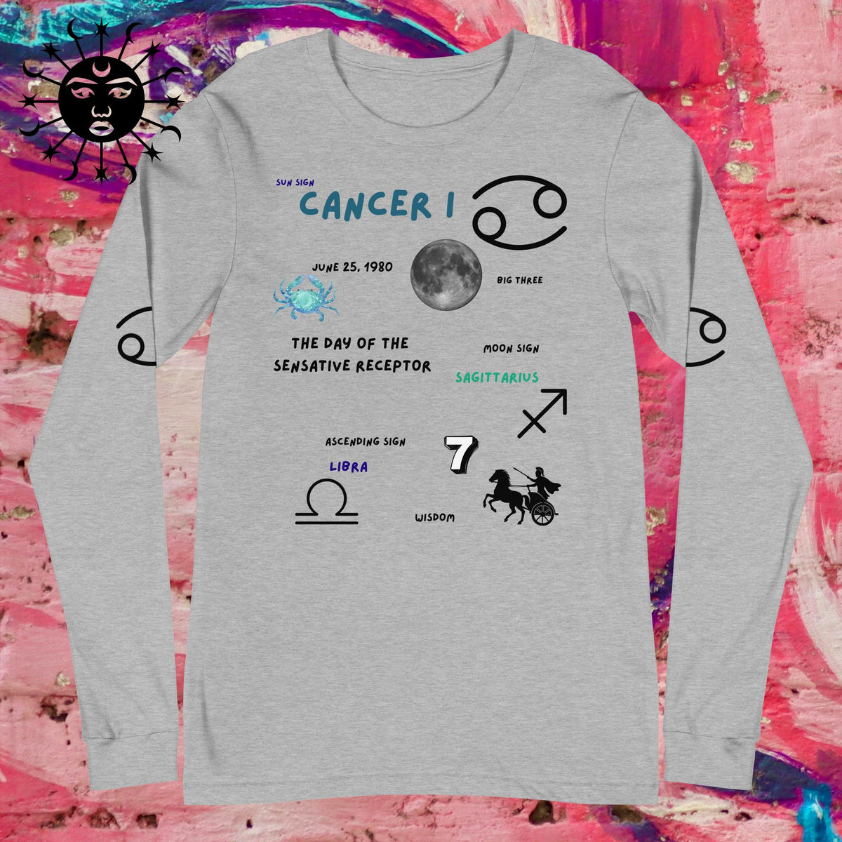 Custom Birth Chart /Unisex Long Sleeve Tee [ sample only, each is uniquely made] - Stellar Minds Apparel