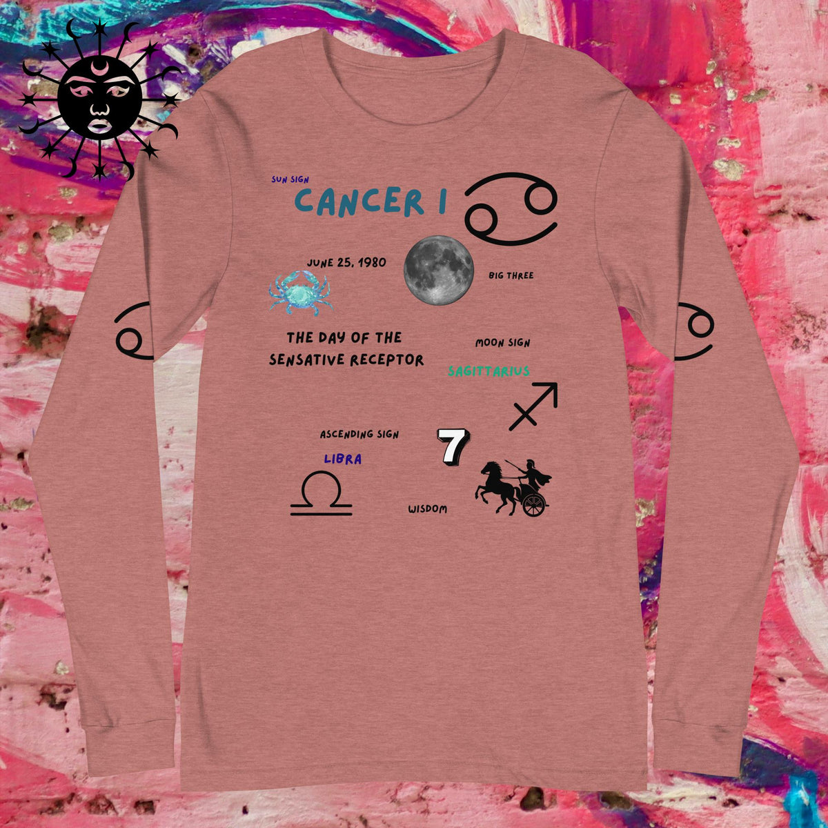 Custom Birth Chart /Unisex Long Sleeve Tee [ sample only, each is uniquely made] - Stellar Minds Apparel