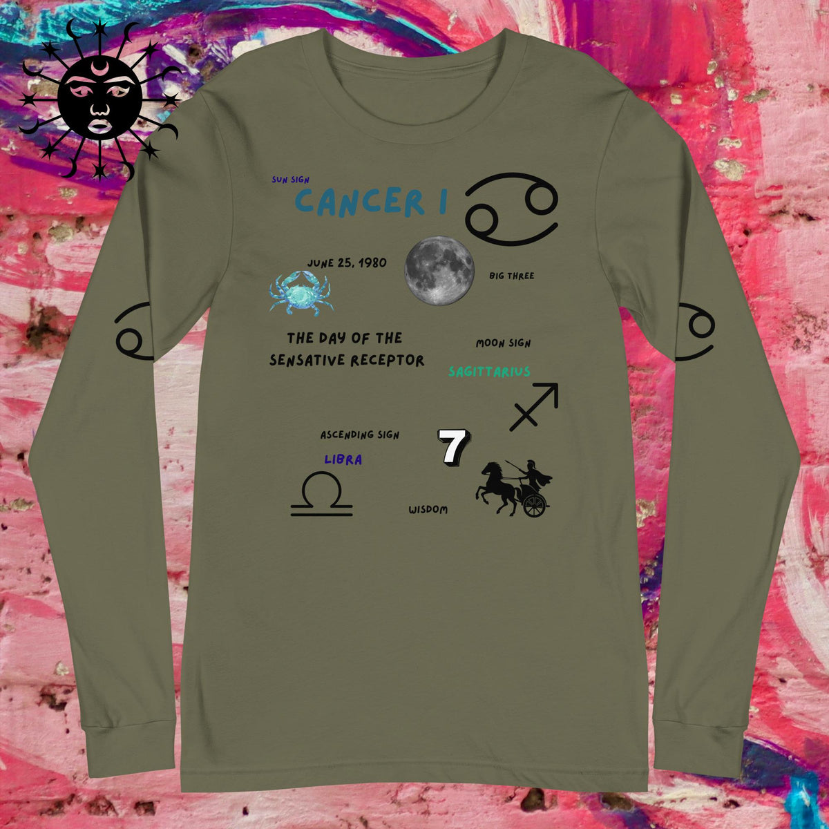 Custom Birth Chart /Unisex Long Sleeve Tee [ sample only, each is uniquely made] - Stellar Minds Apparel