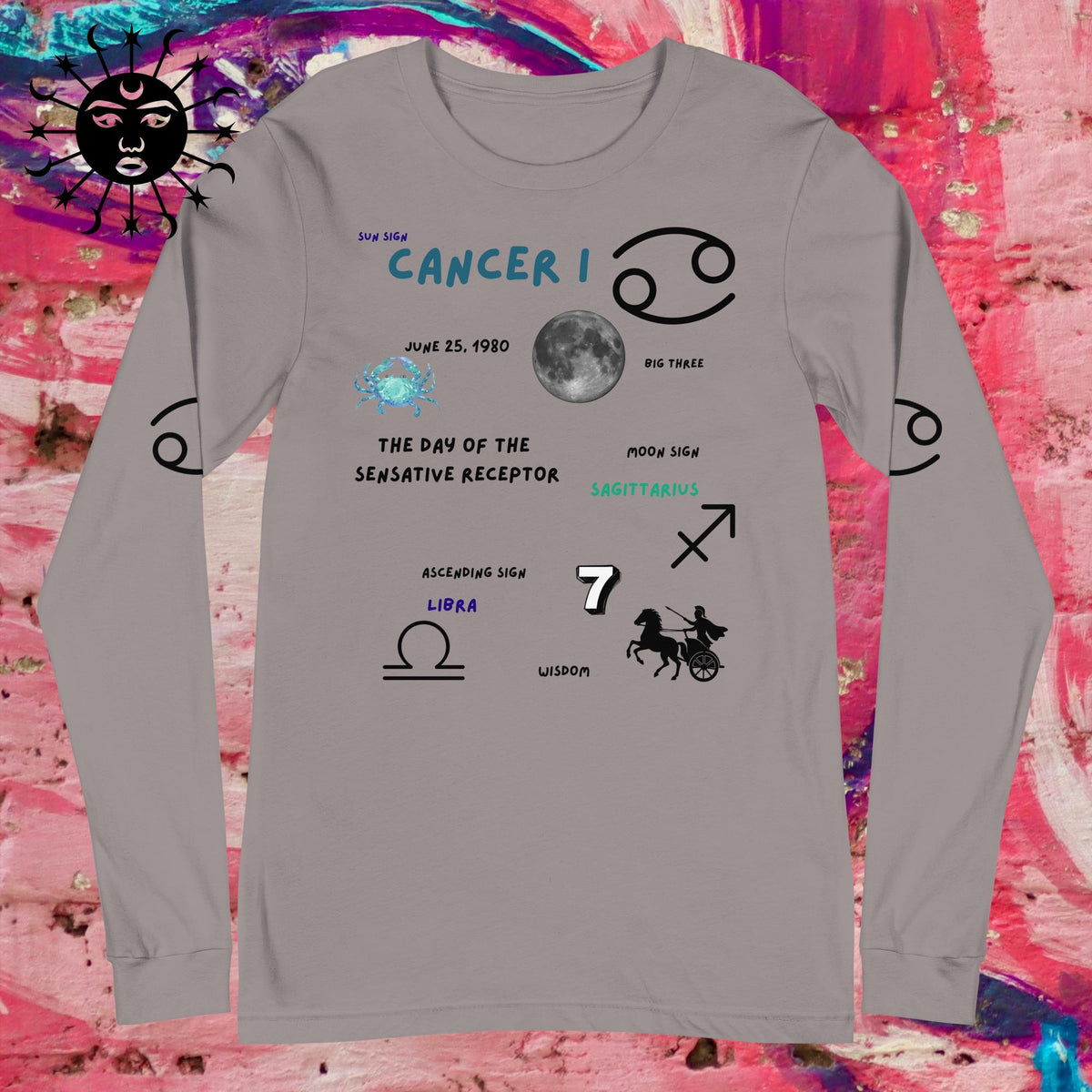 Custom Birth Chart /Unisex Long Sleeve Tee [ sample only, each is uniquely made] - Stellar Minds Apparel