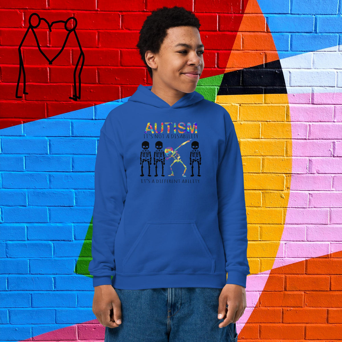 Autism Awareness Skeleton /Youth heavy blend hoodie - Stellar Minds Apparel