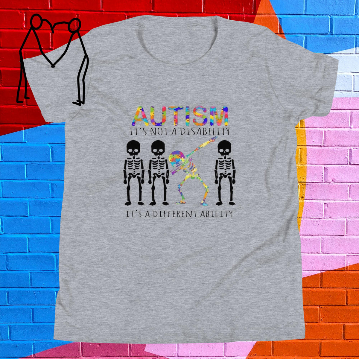 Autism Skeleton Dance Youth Short Sleeve T-Shirt - Stellar Minds Apparel