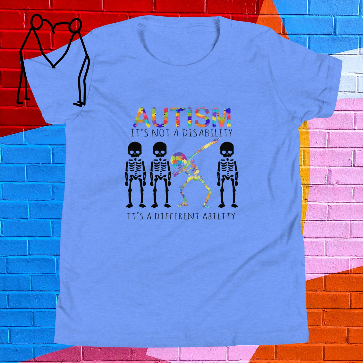Autism Skeleton Dance Youth Short Sleeve T-Shirt - Stellar Minds Apparel