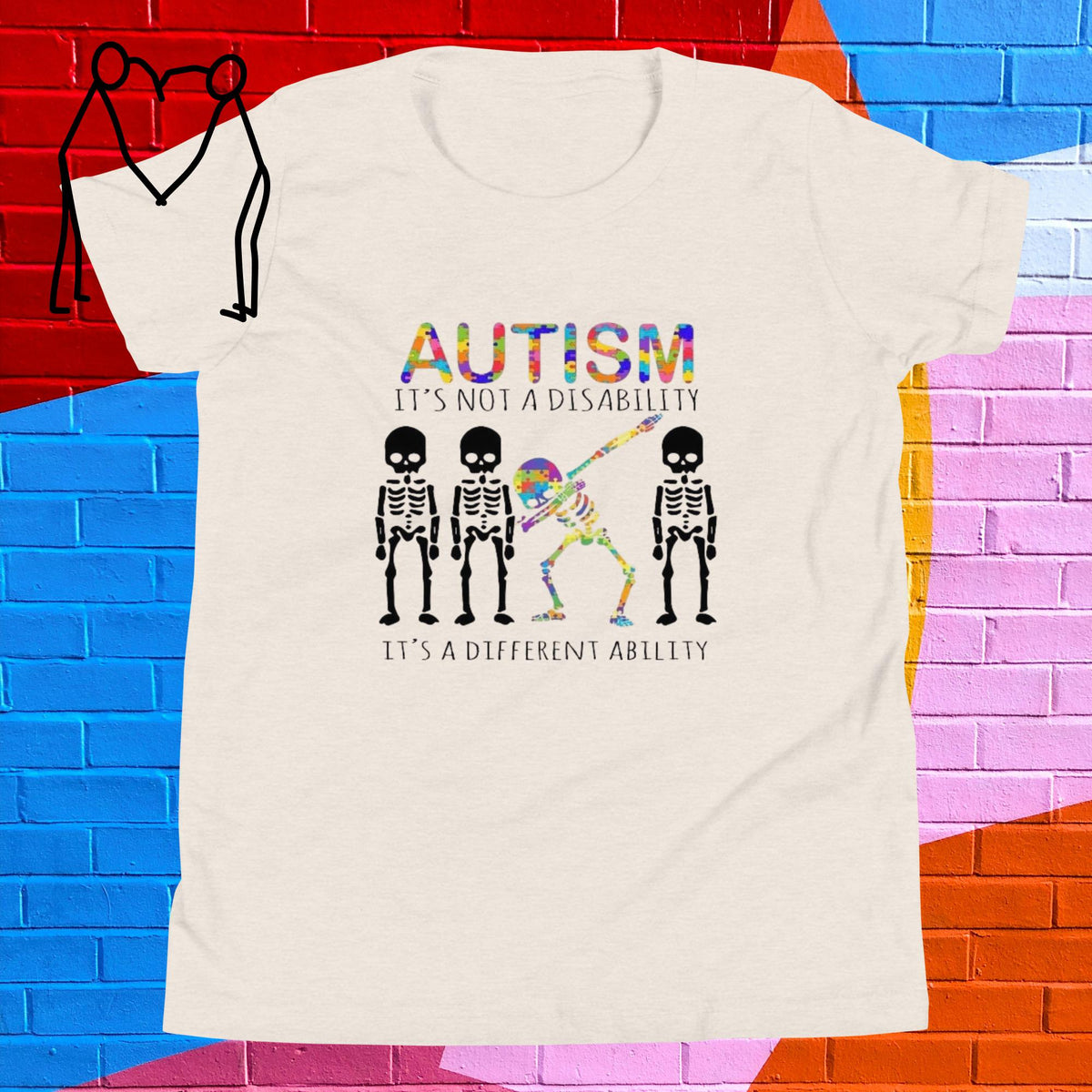 Autism Skeleton Dance Youth Short Sleeve T-Shirt - Stellar Minds Apparel