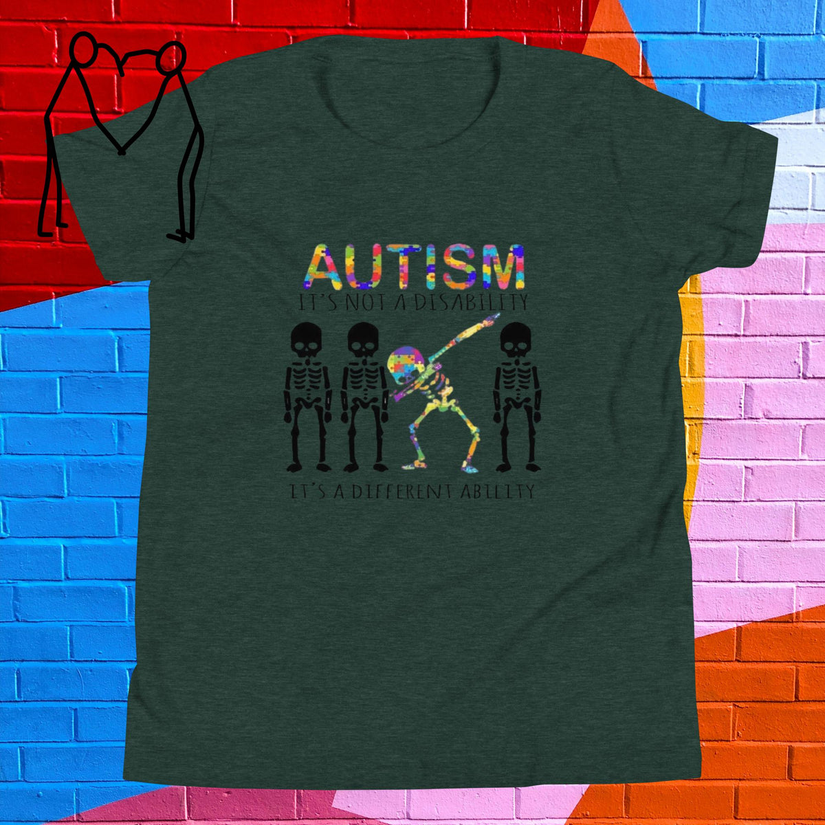 Autism Skeleton Dance Youth Short Sleeve T-Shirt - Stellar Minds Apparel