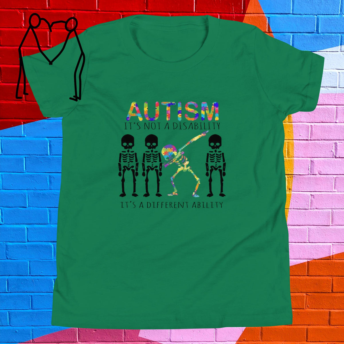 Autism Skeleton Dance Youth Short Sleeve T-Shirt - Stellar Minds Apparel