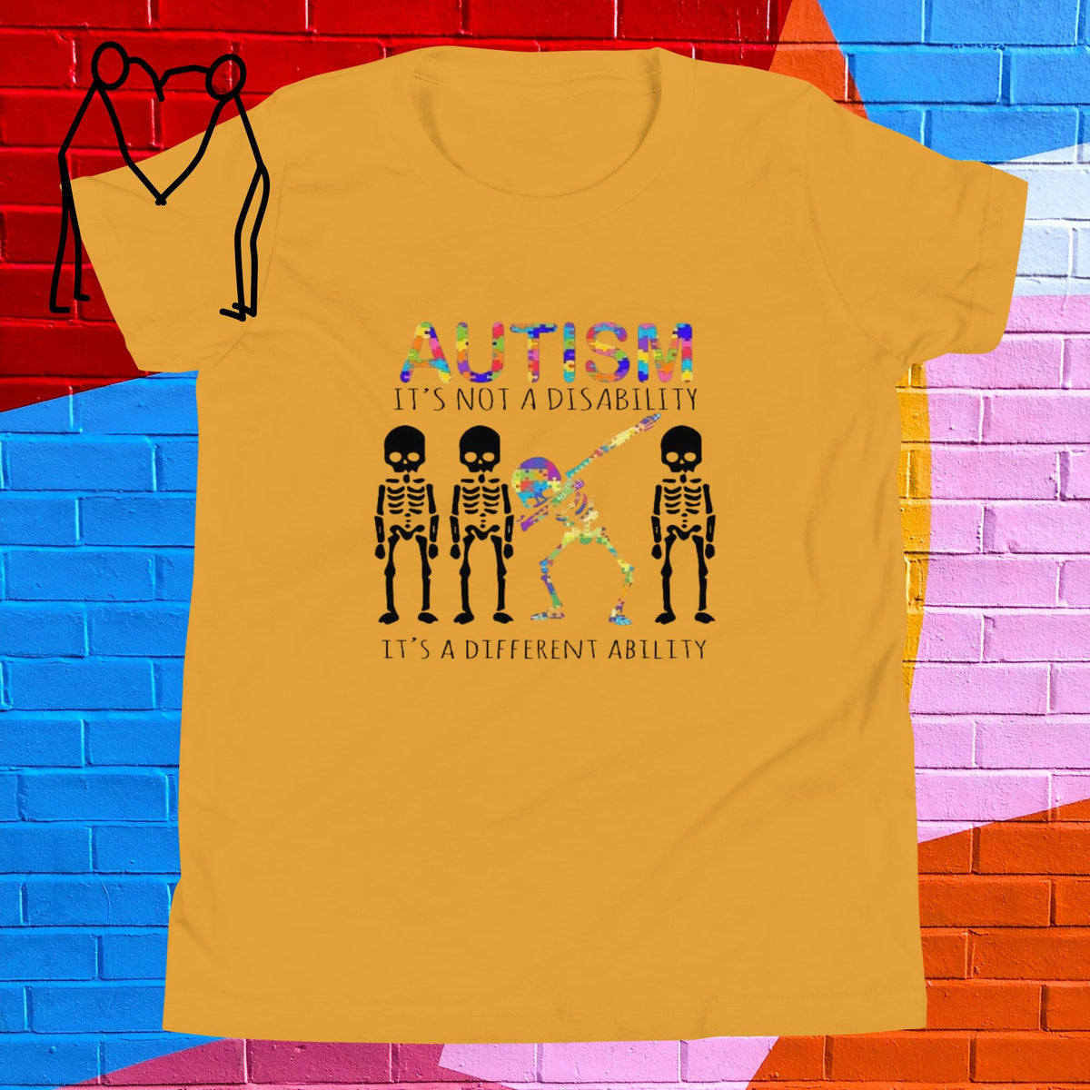 Autism Skeleton Dance Youth Short Sleeve T-Shirt - Stellar Minds Apparel