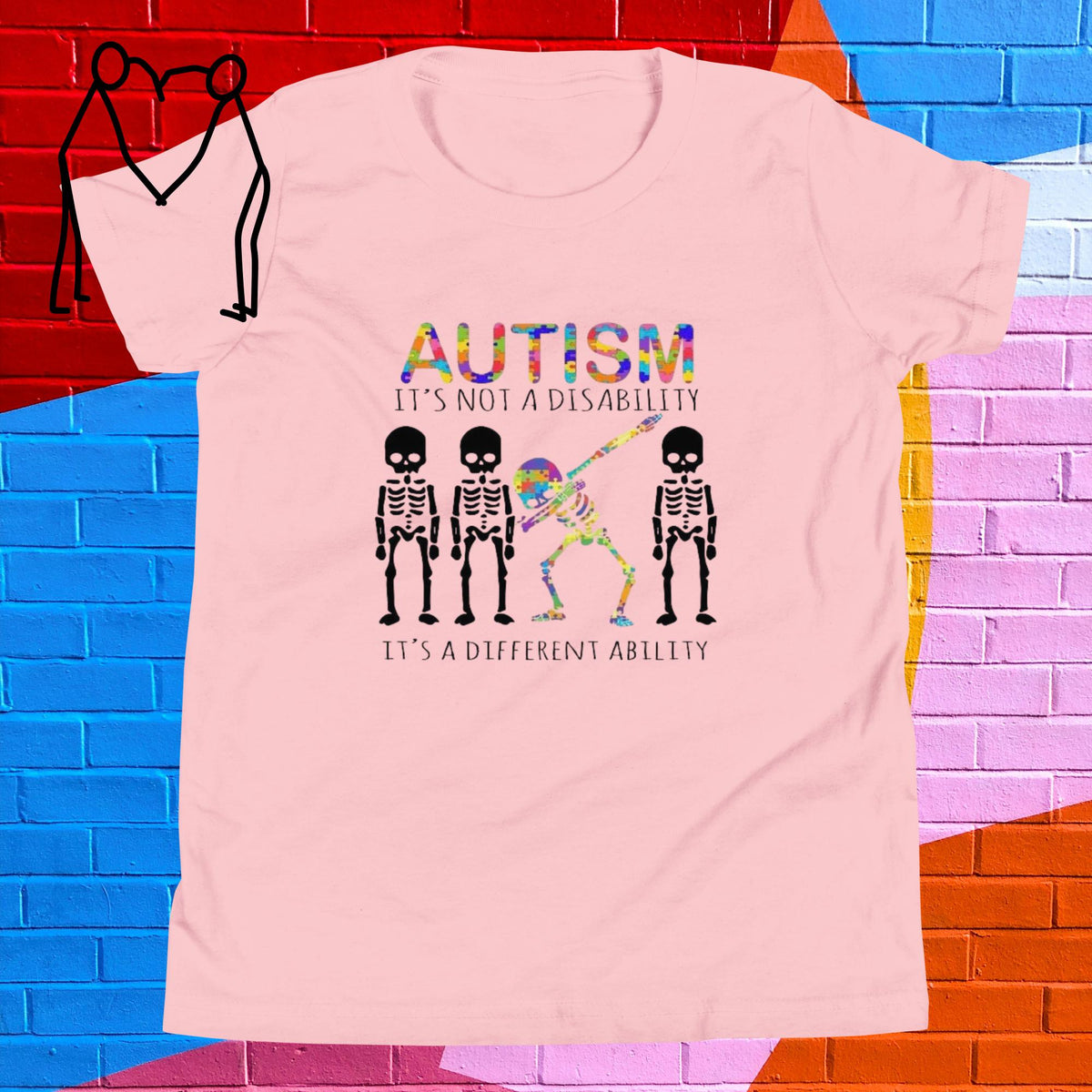 Autism Skeleton Dance Youth Short Sleeve T-Shirt - Stellar Minds Apparel
