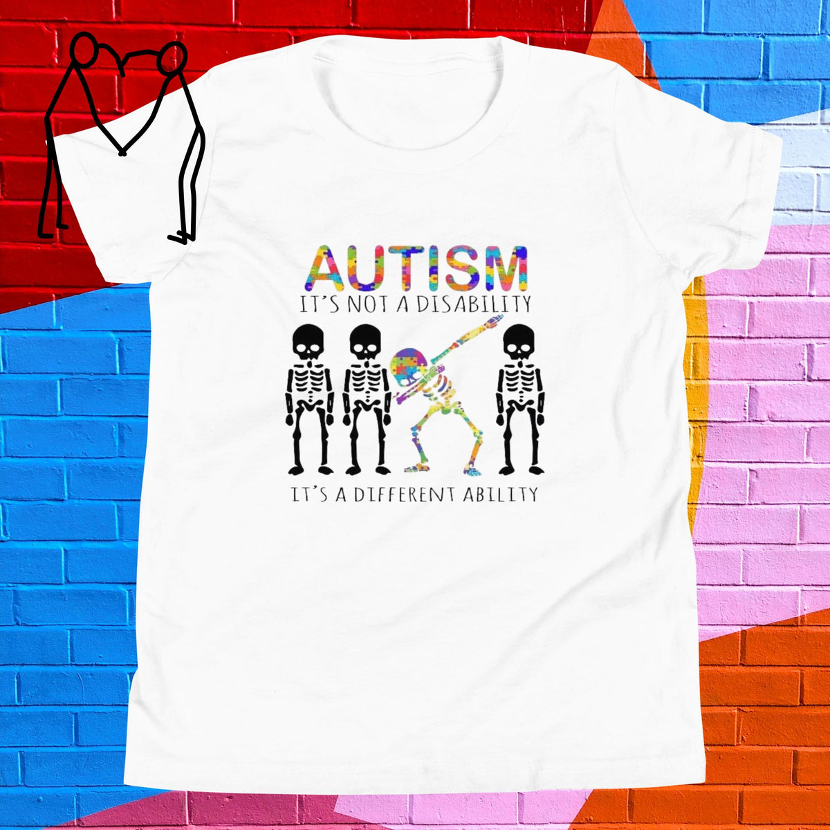 Autism Skeleton Dance Youth Short Sleeve T-Shirt - Stellar Minds Apparel